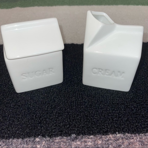 🍶 Ceramic Milk Carton Box Sugar & Cream Serving Set - Picture 2 of 8